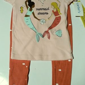 Carters Girls Mermaid Themed Cotton 4 piec Pajamas